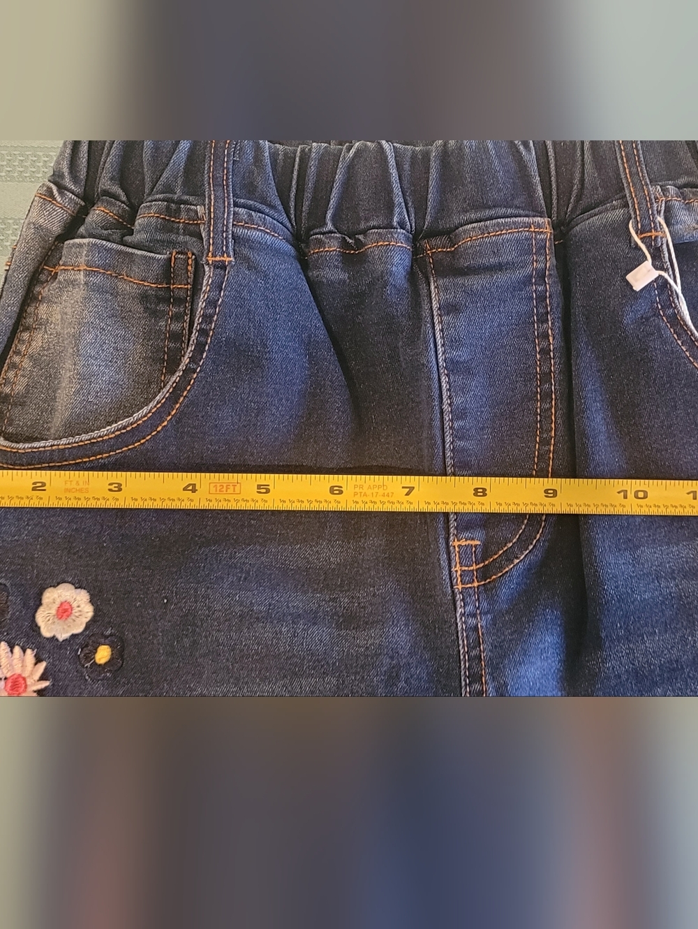 NWT Girl Jeans Dark Blue with Floral Embroidery - Picture 6 of 7